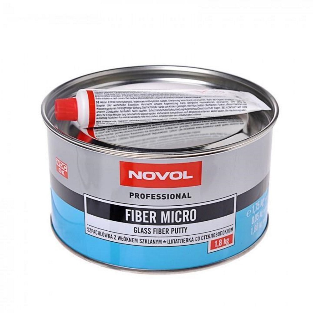 Шпатлёвка  NOVOL   FIBER MICRO со стекловолокном    1.80 кг. 6шт./кор.