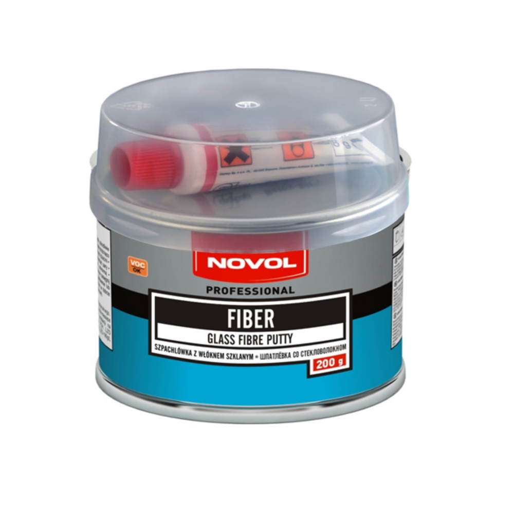 Шпатлёвка  NOVOL   FIBER со стекловолокном  0.2 кг. 24шт./кор.