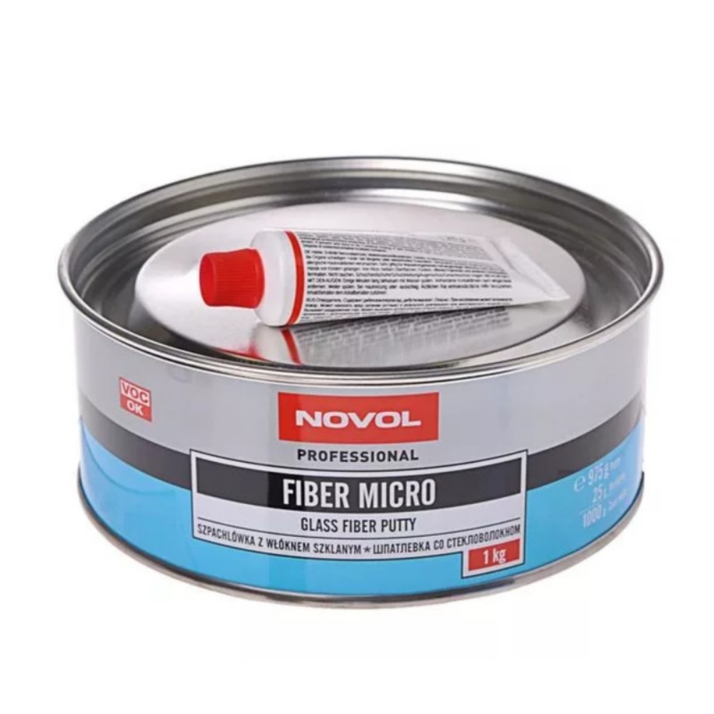 Шпатлёвка  NOVOL   FIBER MICRO со стекловолокном    1.0 кг. 8шт./кор.