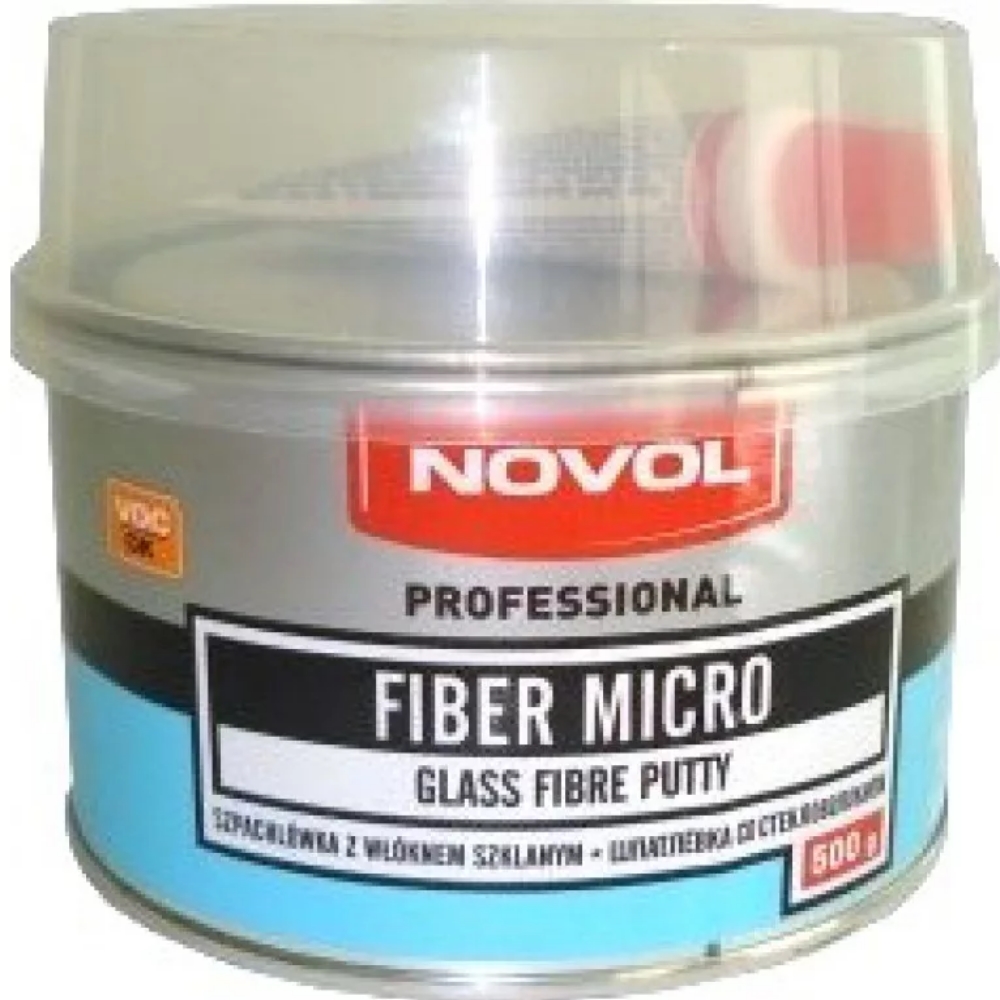 Шпатлёвка NOVOL FIBER MICRO со стекловолокном, 0,5кг.