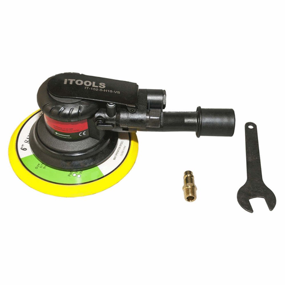 Машинка шлифовальная пневматическая ITOOLS, орбита 2,5 мм, подложка 152 мм 15 отв со шлангом